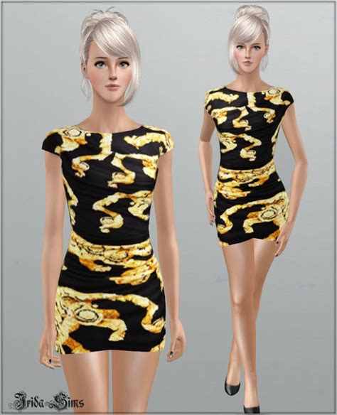 sims 3 versace short tulle crepe dress